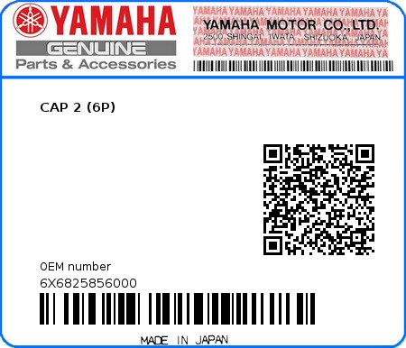 Product image: Yamaha - 6X6825856000 - CAP 2 (6P)  0