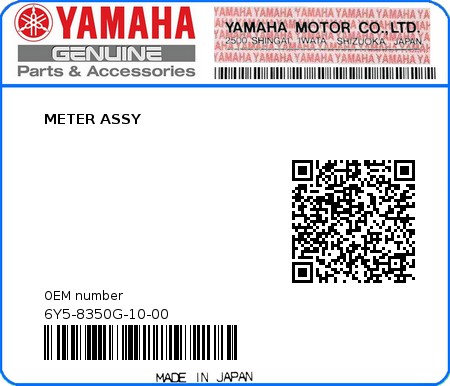 Product image: Yamaha - 6Y5-8350G-10-00 - METER ASSY 