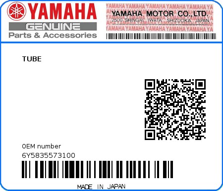 Product image: Yamaha - 6Y5835573100 - TUBE  0