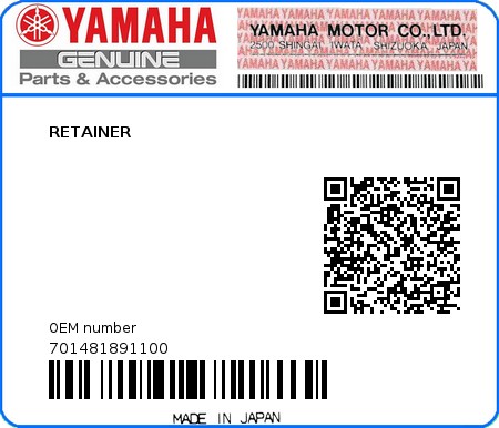 Product image: Yamaha - 701481891100 - RETAINER 