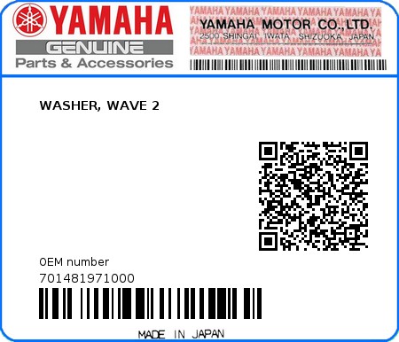 Product image: Yamaha - 701481971000 - WASHER, WAVE 2 