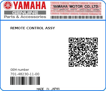 Product image: Yamaha - 701-48230-11-00 - REMOTE CONTROL ASSY 