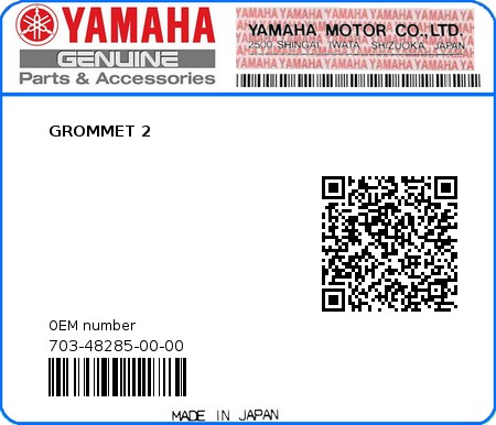 Product image: Yamaha - 703-48285-00-00 - GROMMET 2 