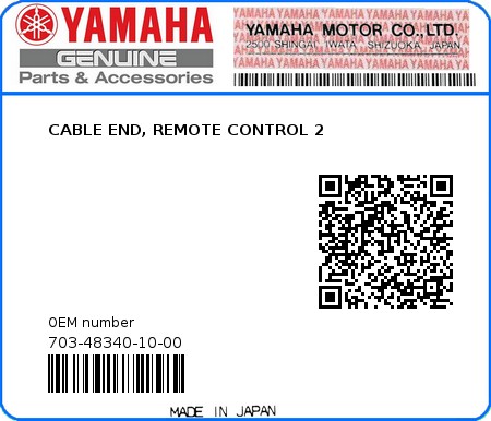 Product image: Yamaha - 703-48340-10-00 - CABLE END, REMOTE CONTROL 2 