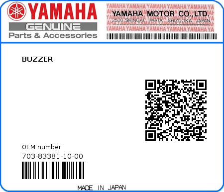 Product image: Yamaha - 703-83381-10-00 - BUZZER 