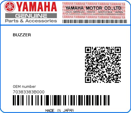 Product image: Yamaha - 70383383B000 - BUZZER  0