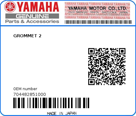 Product image: Yamaha - 704482851000 - GROMMET 2 