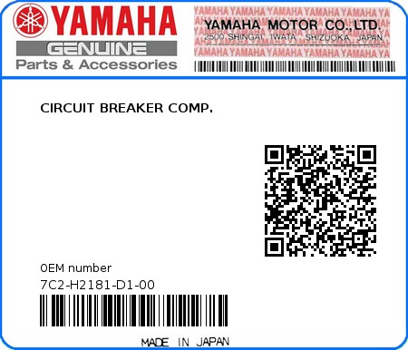 Product image: Yamaha - 7C2-H2181-D1-00 - CIRCUIT BREAKER COMP.  0