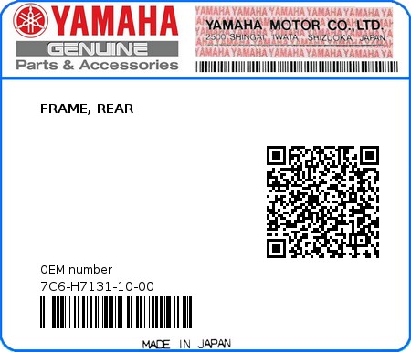 Product image: Yamaha - 7C6-H7131-10-00 - FRAME, REAR 