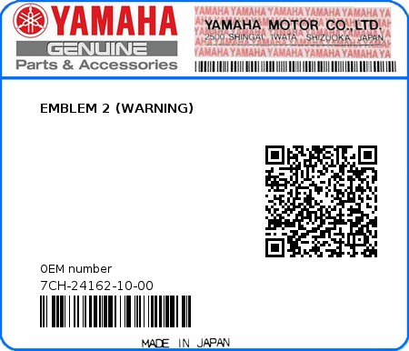 Product image: Yamaha - 7CH-24162-10-00 - EMBLEM 2 (WARNING) 