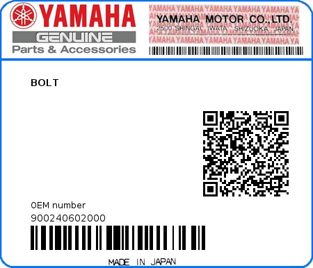 Product image: Yamaha - 900240602000 - BOLT 