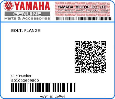 Product image: Yamaha - 901050609800 - BOLT, FLANGE 