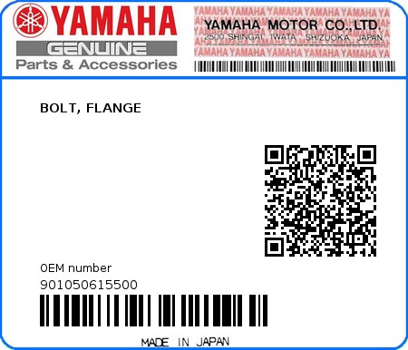 Product image: Yamaha - 901050615500 - BOLT, FLANGE  0