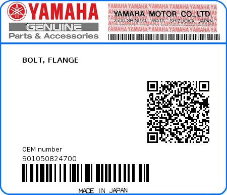 Product image: Yamaha - 901050824700 - BOLT, FLANGE 