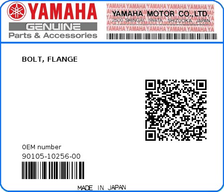 Product image: Yamaha - 90105-10256-00 - BOLT, FLANGE  0