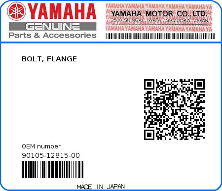 Product image: Yamaha - 90105-12815-00 - BOLT, FLANGE 