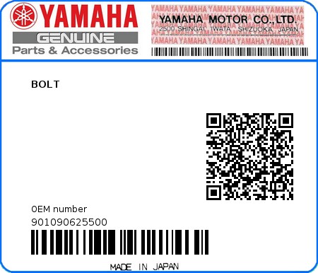 Product image: Yamaha - 901090625500 - BOLT 