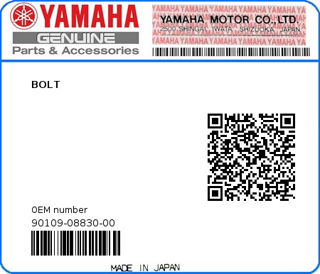 Product image: Yamaha - 90109-08830-00 - BOLT  0