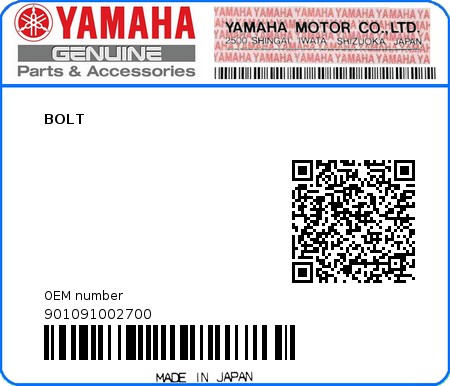 Product image: Yamaha - 901091002700 - BOLT 