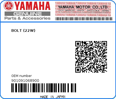 Product image: Yamaha - 901091068900 - BOLT (22W)  0