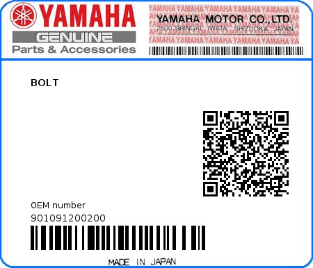 Product image: Yamaha - 901091200200 - BOLT 