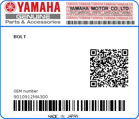 Product image: Yamaha - 9010912MA300 - BOLT  0