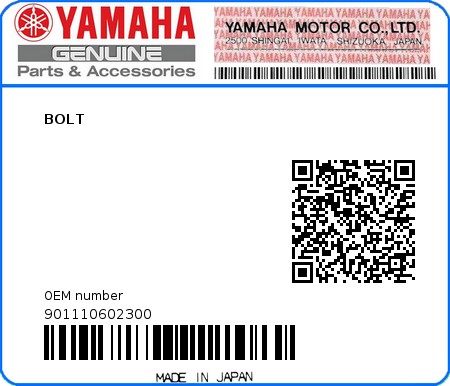 Product image: Yamaha - 901110602300 - BOLT  0