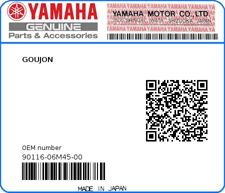 Product image: Yamaha - 90116-06M45-00 - GOUJON 