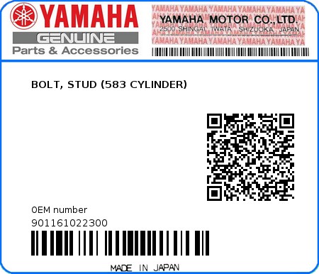 Product image: Yamaha - 901161022300 - BOLT, STUD (583 CYLINDER)  0