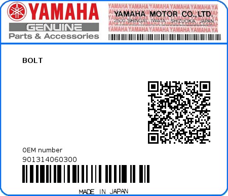 Product image: Yamaha - 901314060300 - BOLT  