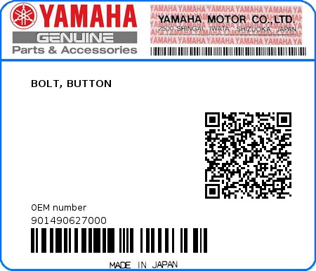 Product image: Yamaha - 901490627000 - BOLT, BUTTON 