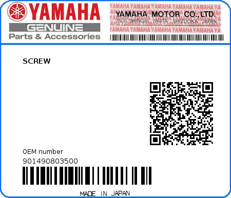 Product image: Yamaha - 901490803500 - SCREW 