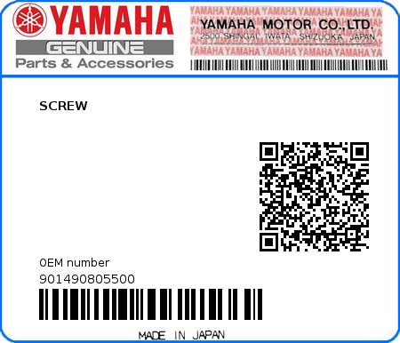 Product image: Yamaha - 901490805500 - SCREW  0