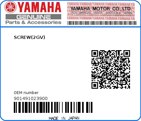 Product image: Yamaha - 901491023900 - SCREW(2GV) 