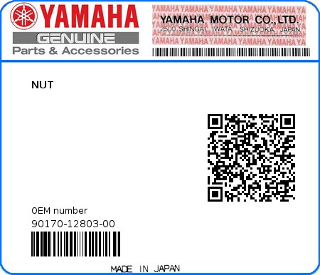 Product image: Yamaha - 90170-12803-00 - NUT 