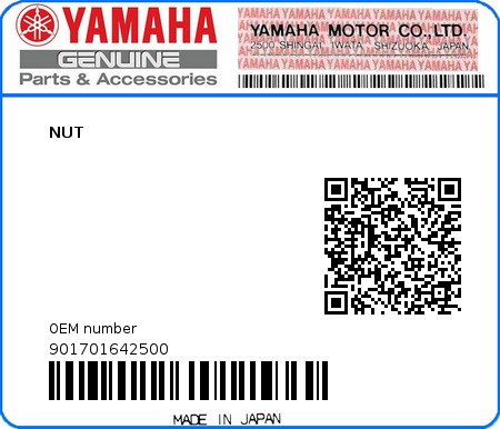 Product image: Yamaha - 901701642500 - NUT  0