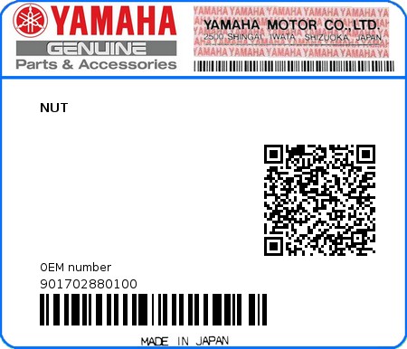 Product image: Yamaha - 901702880100 - NUT 