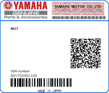 Product image: Yamaha - 901703301100 - NUT 