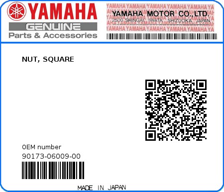 Product image: Yamaha - 90173-06009-00 - NUT, SQUARE  0