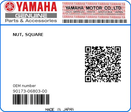 Product image: Yamaha - 90173-06803-00 - NUT, SQUARE 