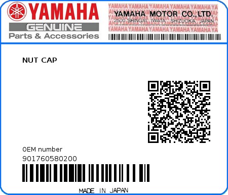 Product image: Yamaha - 901760580200 - NUT CAP 