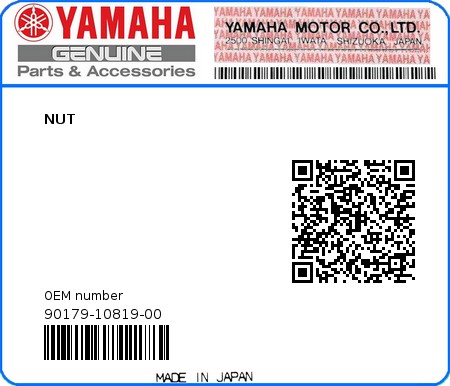 Product image: Yamaha - 90179-10819-00 - NUT 