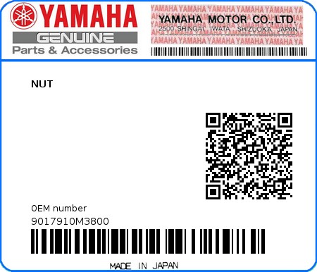 Product image: Yamaha - 9017910M3800 - NUT 