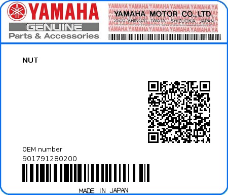 Product image: Yamaha - 901791280200 - NUT 