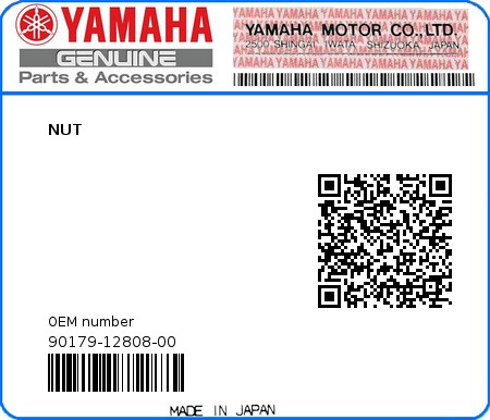 Product image: Yamaha - 90179-12808-00 - NUT 