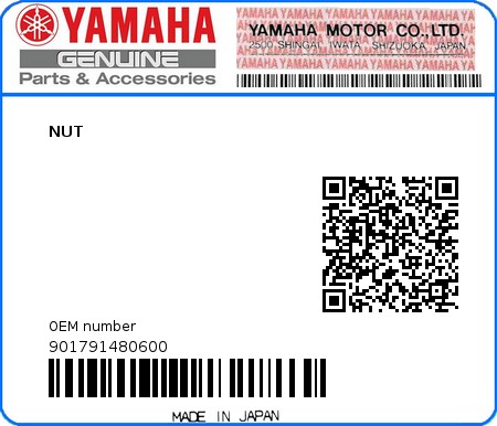 Product image: Yamaha - 901791480600 - NUT 