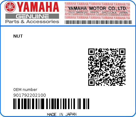 Product image: Yamaha - 901792202100 - NUT  0