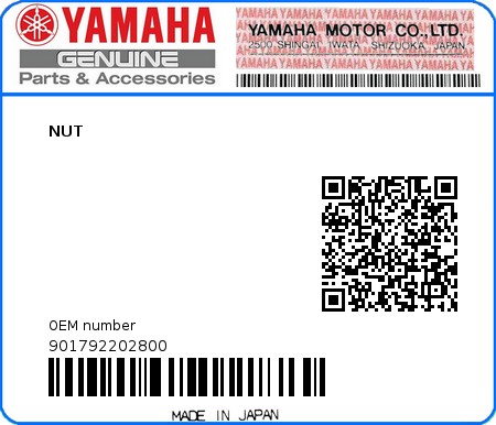 Product image: Yamaha - 901792202800 - NUT 