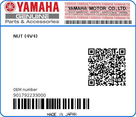 Product image: Yamaha - 901792233000 - NUT (4V4)  0