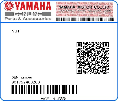 Product image: Yamaha - 901792400200 - NUT  0